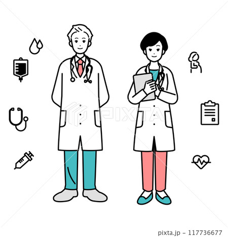 医師の人物セット　全身イラスト 117736677