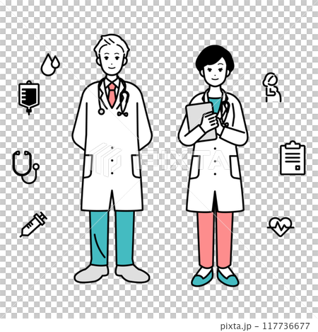 医師の人物セット　全身イラスト 117736677