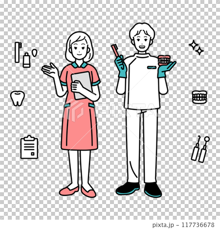 歯医者の人物セット　全身イラスト 117736678