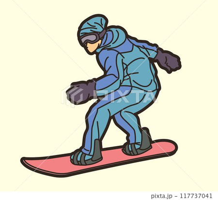 Snowboard Player Action Cartoon Extreme Sport Graphic Vector 117737041