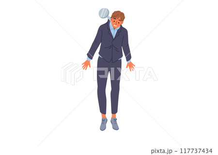 Business man loser hanging on nail, for concept of bankruptcy due to financial crisis 117737434
