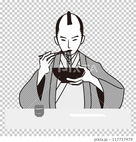 Samurai eating noodles Samurai eating noodles 117737479
