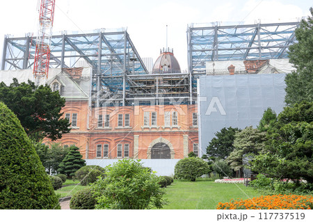 道庁、赤レンガ、補修工事、赤レンガ、歴史的建造物、名所、札幌市、建物、修繕、レンガ、観光地 117737519