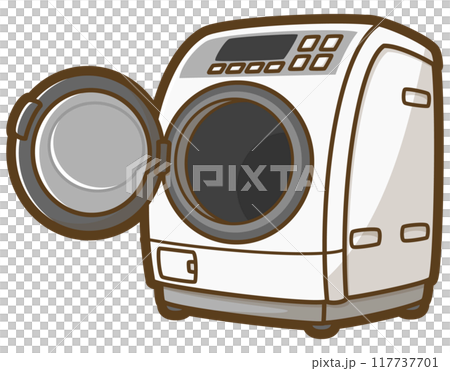蓋が開いているドラム式洗濯機 117737701