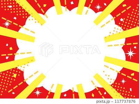 雲形の吹き出しと集中線背景 117737876