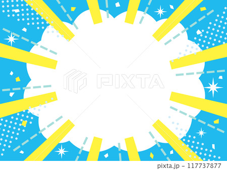 雲形の吹き出しと集中線背景 117737877