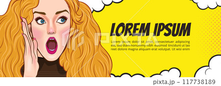 woman talking whispering gossip secret retro pop art comic vintage 117738189