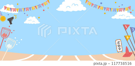 運動会のイラストの枠　背景素材 117738516
