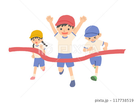 運動会の徒競走している子供のイラスト 117738519