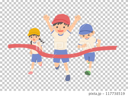 Illustration of children running a race at a sports day Illustration of children running a race at a sports day 117738519