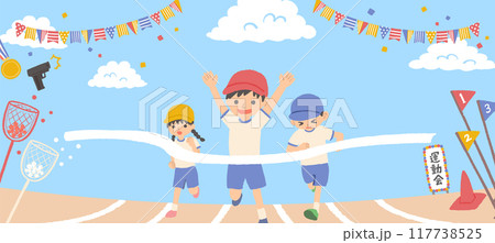 運動会で走る子どもたちのイラスト 運動会で走る子どもたちのイラスト 117738525