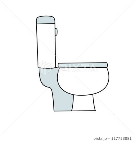 A cartoon toilet with a blue lid and a white seat A cartoon toilet with a blue lid and a white seat 117738881
