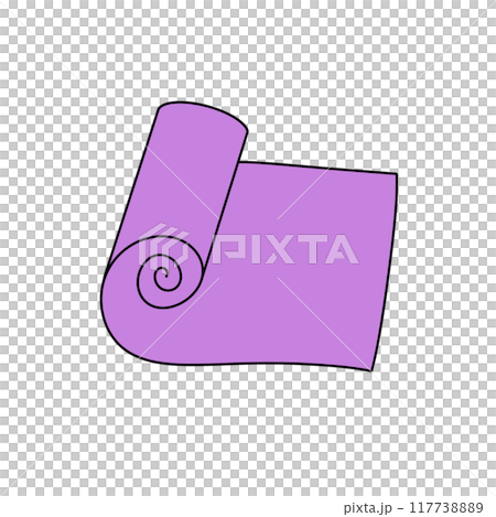 A purple roll of paper is shown on a white background A purple roll of paper is shown on a white background 117738889