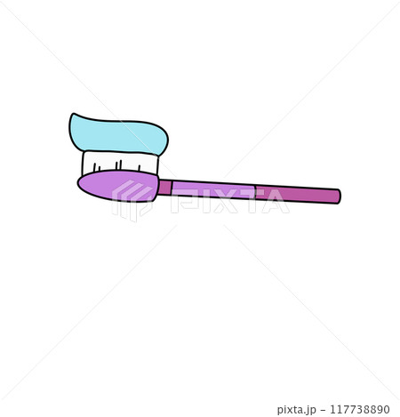 A cartoon toothbrush with toothpaste on it A cartoon toothbrush with toothpaste on it 117738890