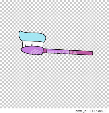 A cartoon toothbrush with toothpaste on it A cartoon toothbrush with toothpaste on it 117738890