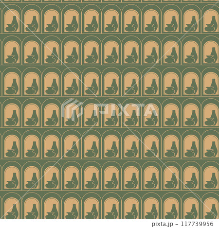 Aesthetic seamless pattern with ceramic vases. Contemporary art with pottery elements 117739956