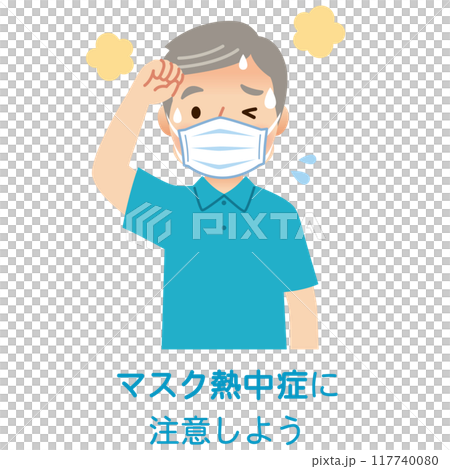 老人戴口罩出汗，口罩中暑、高溫 117740080