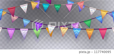 3d flag garland isolated on transparent background 3d flag garland isolated on transparent background 117740095