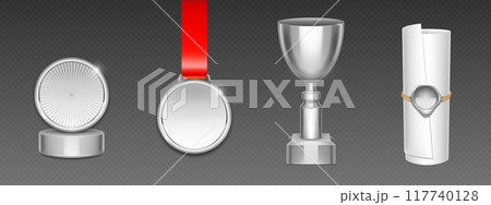 3d silver winning and achievement awards. 117740128