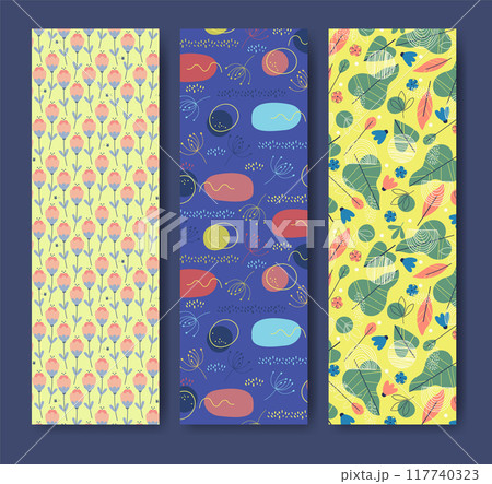 Flourish design bookmark template. Paper simple colorful bookmarks. Minimalist style book separator. 117740323