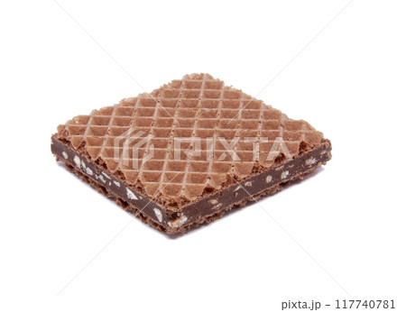 square waffle with chocolate snack isolated on the white square waffle with chocolate snack isolated on the white 117740781