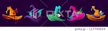 Witch hats set isolated on background Witch hats set isolated on background 117740834