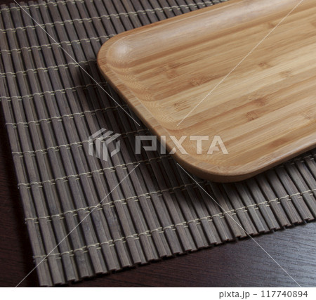 empty wooden dish without food natural 117740894
