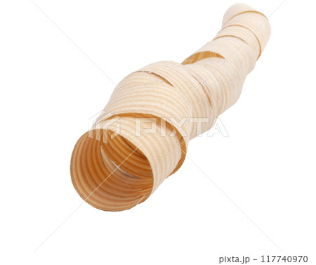 Wooden sawdust roll isolated on the white 117740970