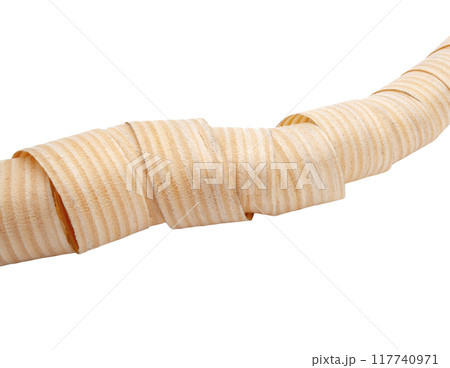 Wooden sawdust roll isolated on the white 117740971