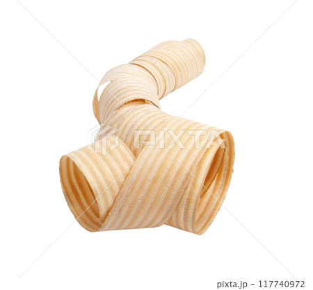 Wooden sawdust roll isolated on the white 117740972