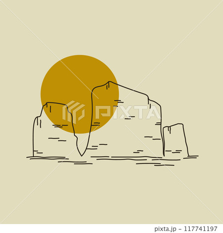 Grand Canyon National Park in Arizona square illustration. The Great American Desert sketch logo. 117741197