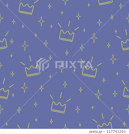 Seamless baby pattern with crowns sketch. Cute little princess 2d design. Children's room 117741201