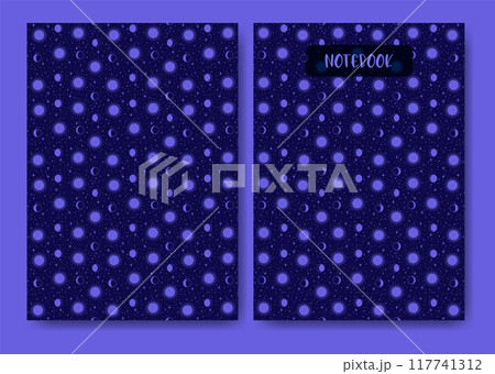 Vector templates with heavenly elements design notepad planner. Notebook cover aesthetic worksheet Vector templates with heavenly elements design notepad planner. Notebook cover aesthetic worksheet 117741312