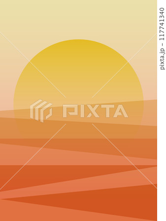 Sunny valley gradient landscape background illustration poster. Aesthetic mountains and dunes landscape poster. Sunny valley gradient landscape background illustration poster. Aesthetic mountains and dunes landscape poster. 117741340