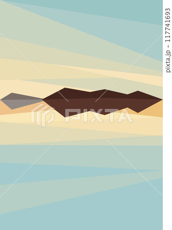 Scandinavian landscape with sea and mountains vector illustration. Norwegian fjord. 117741693