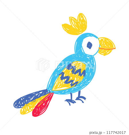 Parrot as Kids Doodle Simple Hand Drawn Element Vector Illustration Parrot as Kids Doodle Simple Hand Drawn Element Vector Illustration 117742017