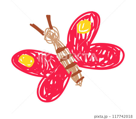 Butterfly as Kids Doodle Simple Hand Drawn Element Vector Illustration Butterfly as Kids Doodle Simple Hand Drawn Element Vector Illustration 117742018