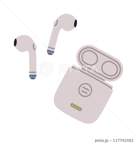 Wireless Earbuds and Headphones in Case Vector Illustration 117742082