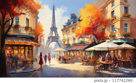 秋の美しいパリの街並み 117742260