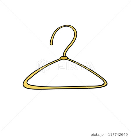 A yellow hanger with a hook hanging from it A yellow hanger with a hook hanging from it 117742649