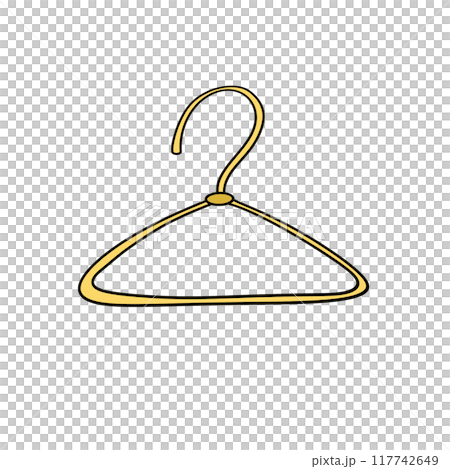 A yellow hanger with a hook hanging from it A yellow hanger with a hook hanging from it 117742649