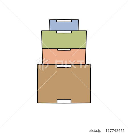 A stack of boxes with one of them being labeled "Important" A stack of boxes with one of them being labeled "Important" 117742653