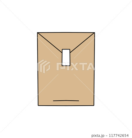 A brown envelope with a white tag on it A brown envelope with a white tag on it 117742654