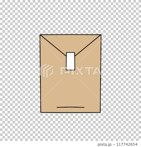A brown envelope with a white tag on it A brown envelope with a white tag on it 117742654