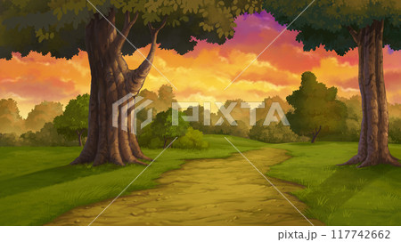 Illustration of the forest at evening 117742662
