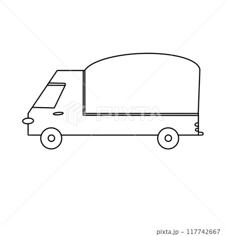 A white truck with a large open cargo area 117742667