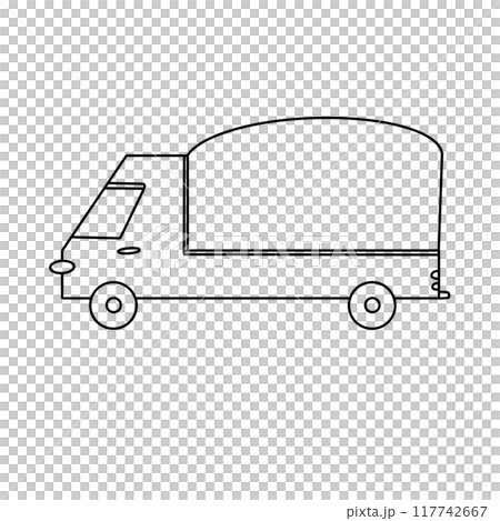 A white truck with a large open cargo area 117742667