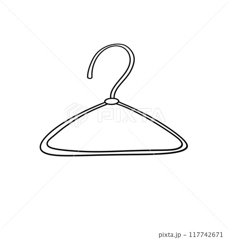 A white and black drawing of a clothes hanger A white and black drawing of a clothes hanger 117742671