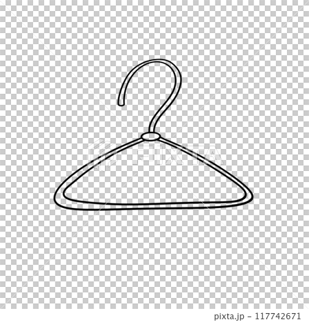 A white and black drawing of a clothes hanger 117742671