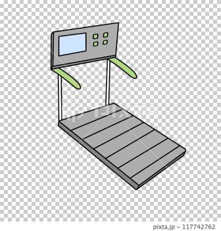 A cartoon drawing of a treadmill with a screen on the front A cartoon drawing of a treadmill with a screen on the front 117742762
